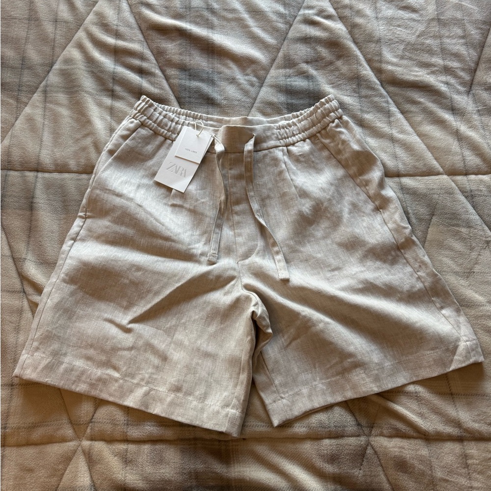 Men’s Zara 100% Linen 7” Inseam Shorts- Size Medium